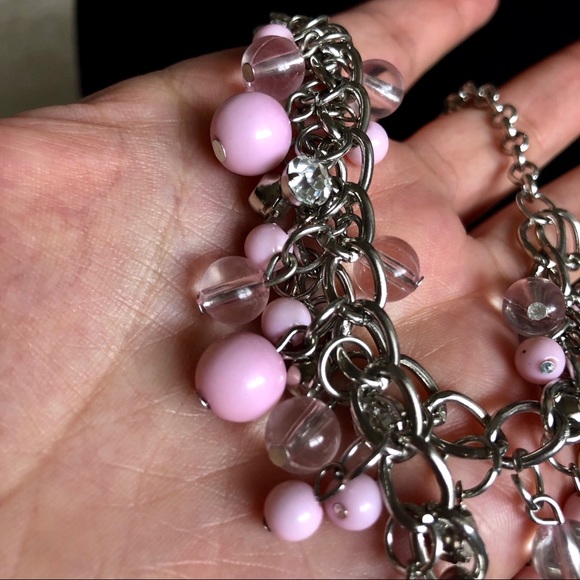 🔶Silver layered with pink stone necklace - Picture 4 of 4